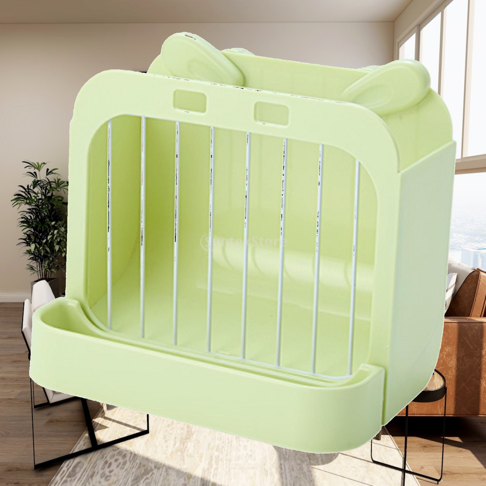 Rabbit Pellet Feeder - Heu-Futtertrog für Kaninchen aus ABS-Kunststoff, langer